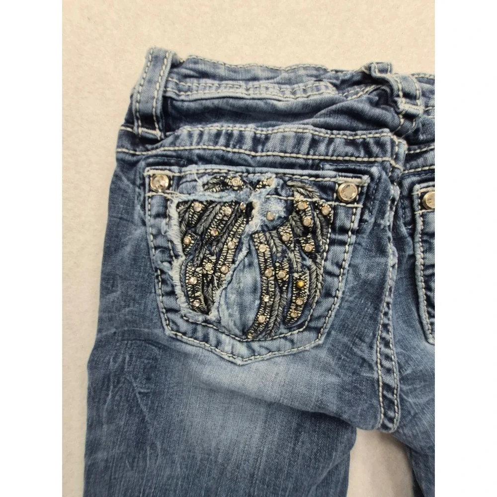 Miss Me Bootcut Jeans Women's 25x29 Medium Wash Blue Embellished